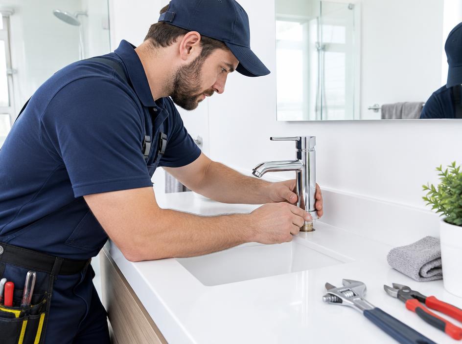 Instalación de grifo en baño realizada por Urban Multiservicios