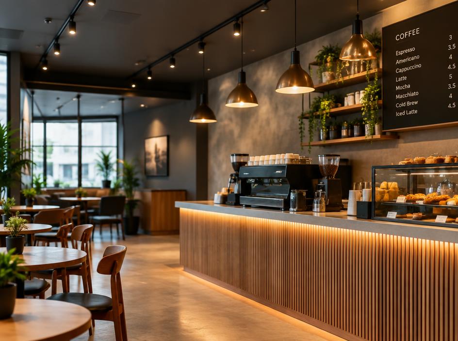 Instalación de iluminación LED en cafetería